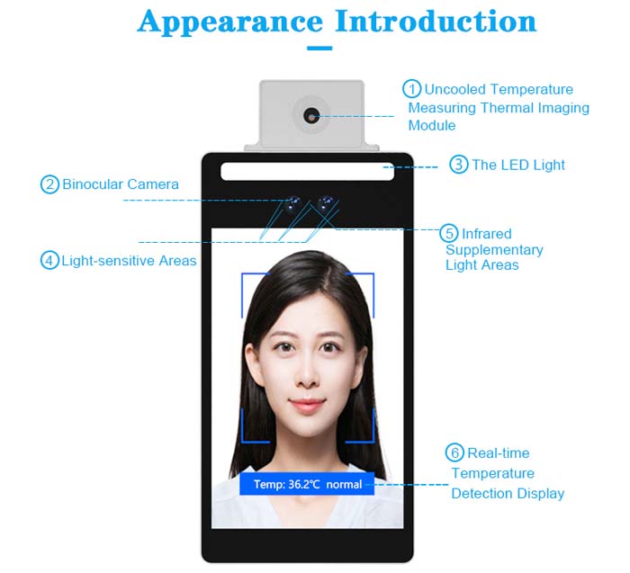 F3-M34-F Dispositivo de medição de temperatura de imagem térmica com reconhecimento facial de longa distância