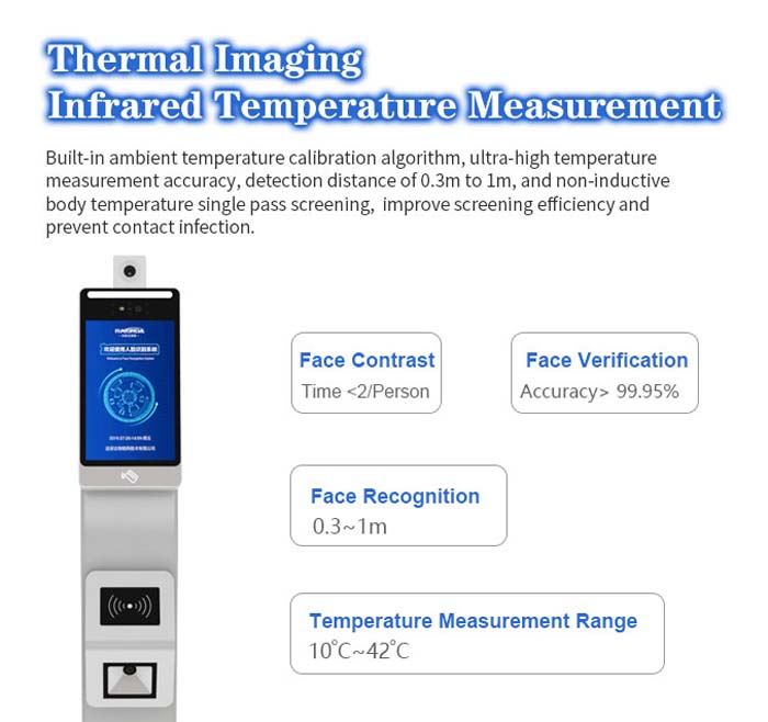 Máquina integrada de temperatura corporal de reconhecimento de rosto F2-FHS