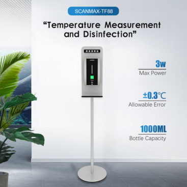 Avaliação de aparência e desempenho da máquina sanitizadora de medição de temperatura manual